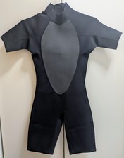 Realon Short-sleeve Zip-up Wet Suite Black 90  Neoprene 10  Nylon Size Small