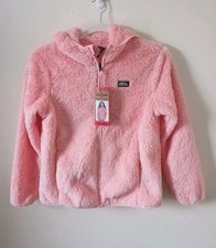 Eddie Bauer Girls Hooded Jacket Size M Pink Plush Fleece Full Zip Winter NWT