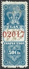 Canada 1875 Revenue Gas Inspection 50c Blue #FG2 Fine Used CV $10.00