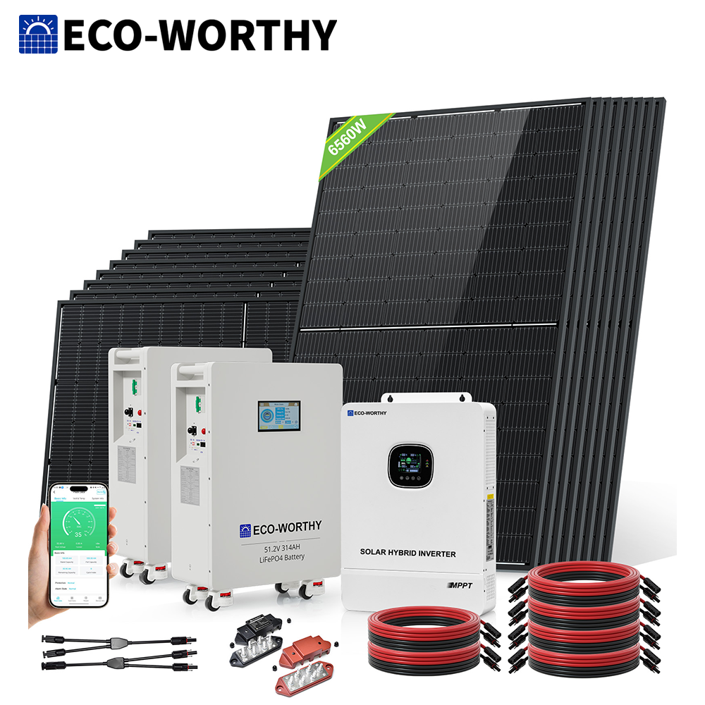 ECO-WORTHY 6560W Solar Panel +10KW 48Vdc-120V/240Vac Inverter+