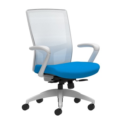 Union & Scale Workplace2.0 Fabric Task Chair Cobalt Integrated Lumbar Fixed Arms