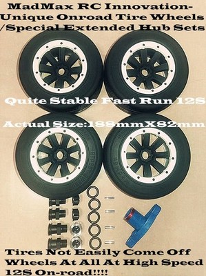 MadMax RC Unique Wide Belted Onroad Tire Wheel Sets Fit LOSI 5IVE-T ROFUN LT DTT