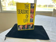 RARE! JIM ROHN SIGNED AUTOGRAPH THE SEASONS OF LIFE HARDCOVER BOOK IN VELVET BAG