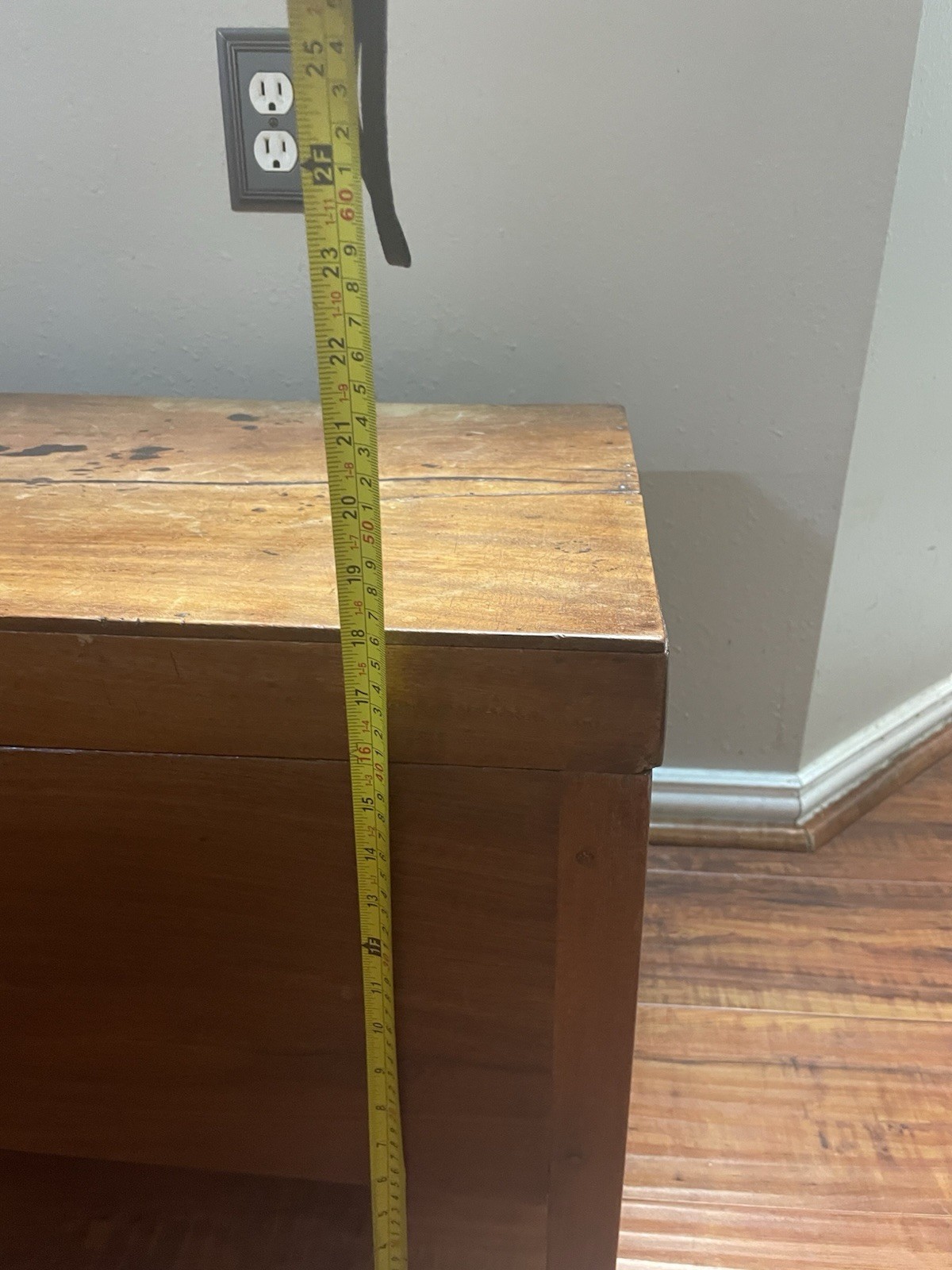 Vintage Wooden Storage Bench with Hinged Top. 