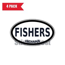 Indiana Fishers Oval Sticker 4 Pack 3x2 Inch
