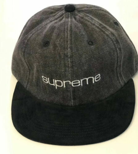 BRAND NEW SS16 SUPREME SUEDE CAMP CAP BLACK RARE BOX LOGO