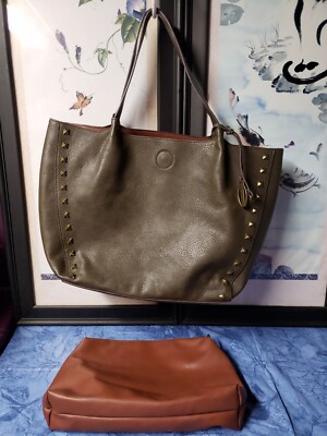 Carlos by Carlos SANTANA SERENA TOTE BROWN STUDED DETAIL 16X5X12''