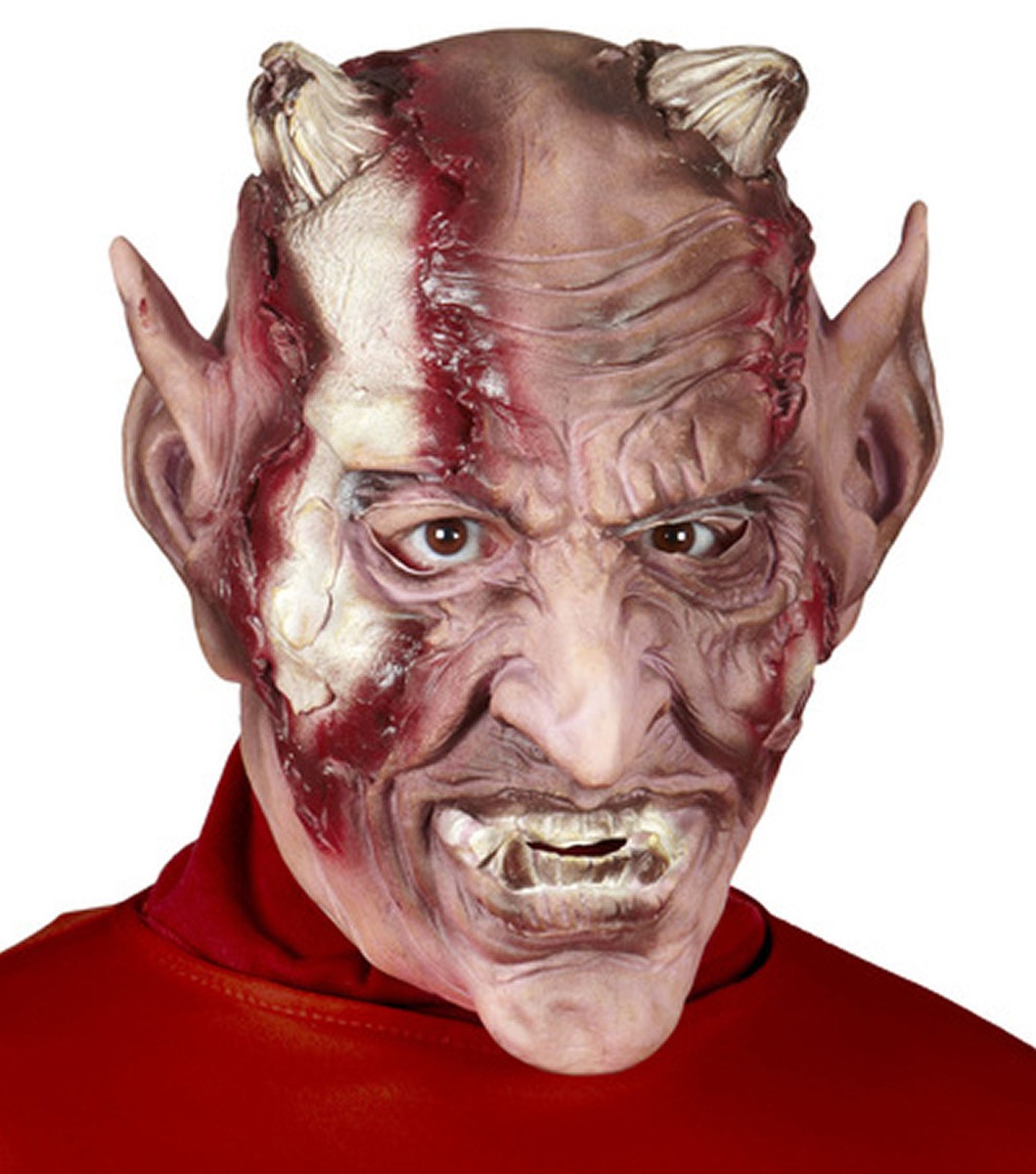 W Widmann Milano Máscara De Demonio Con Cuernos – Media Máscara Roja Y Negra Para Halloween Y Fiestas – Talla Única