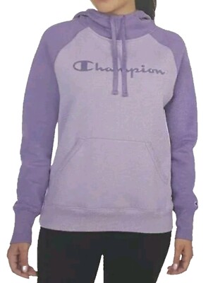 Champion Women's Smoked Lilac Fleece Colorblock Hoodie Size