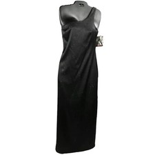 New RAMPAGE Sz 9 M Formal One Shoulder Maxi Dress Beaded Satin w Slit Black