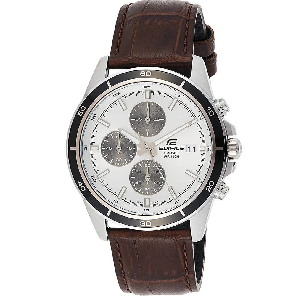 Casio EDIFICE EFR526L-7AV Standard Brown Leather 100m Men&#039;s Watch | eBay