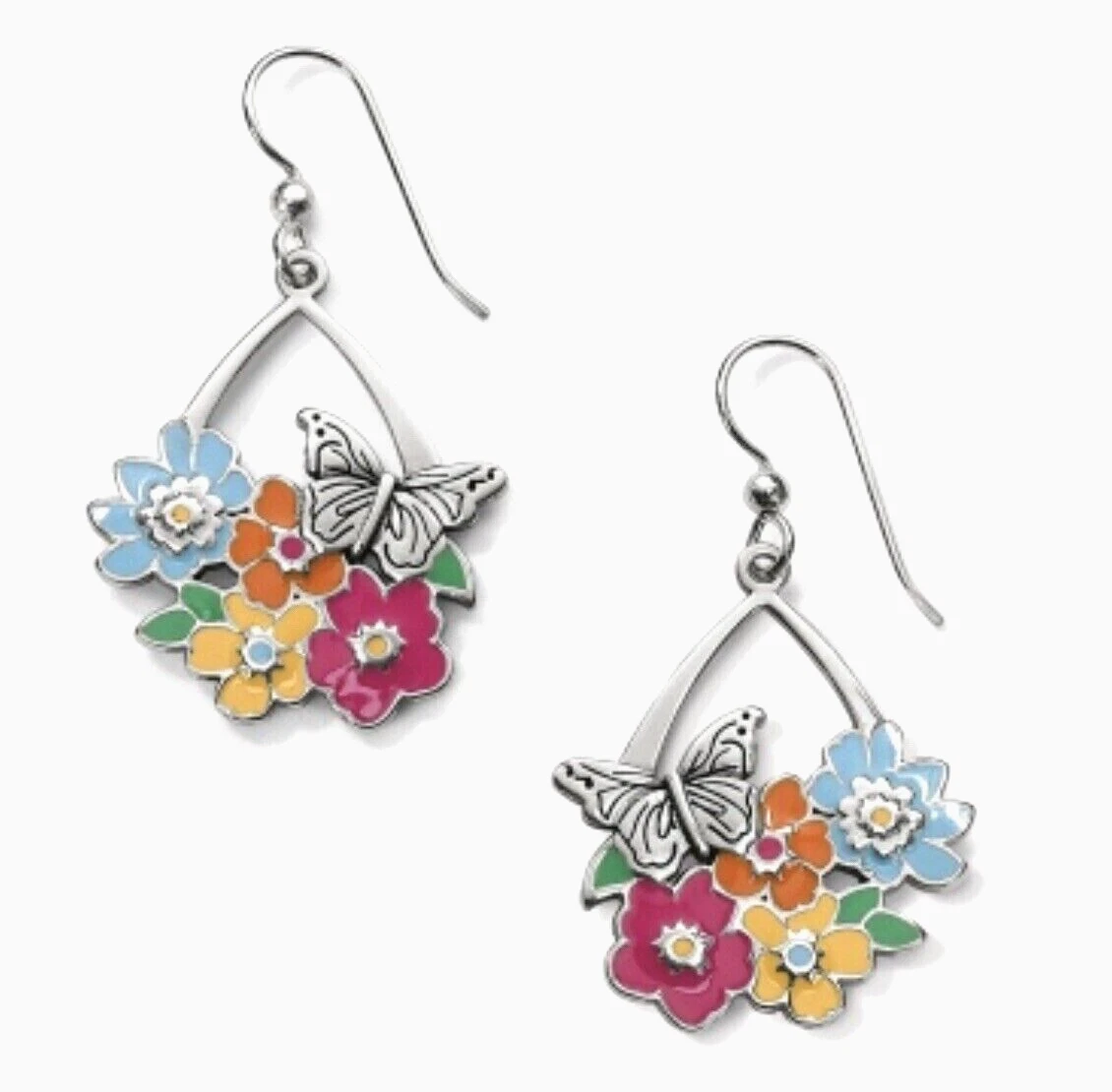 NWT Brighton ENCHANTED GARDEN FLOWER Butterfly Enamel French Wire