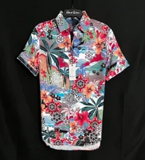 Robert Graham PENNISULA Small Classic Fit Short Sleeve Shirt NWT $188 Peninsula