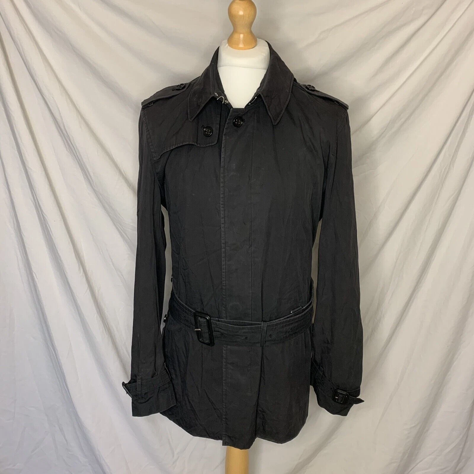 Burberry Trench Coat Mac Giacca Cintura Nova Collo a Quadri Originale Uomo S M
