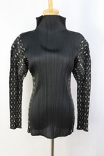 PLEATS PLEASE Black High Neck Long Sleeve Top 140 8442