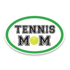 Tennis Mom with Tennis Ball Sports Oval Magnet Decal, 4x6 Inches, Automotive