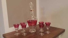 SERVIZIO VINTAGE 6 bicchieri liquore + 5 flute + 1 bottiglia anni 50/60