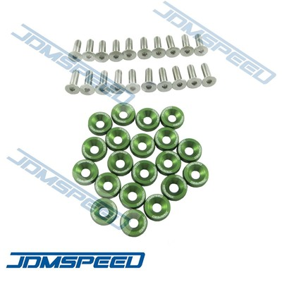 #ad 20PC GREEN JDMSPEED CNC BILLET ALUMINUM FENDER WASHER ENGINE BAY DRESS UP KIT $308.95