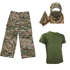 Kids Pack 2 HMTC MTP MultiCam Match - Shirt Pants Shemagh Army Soldier Dress Up