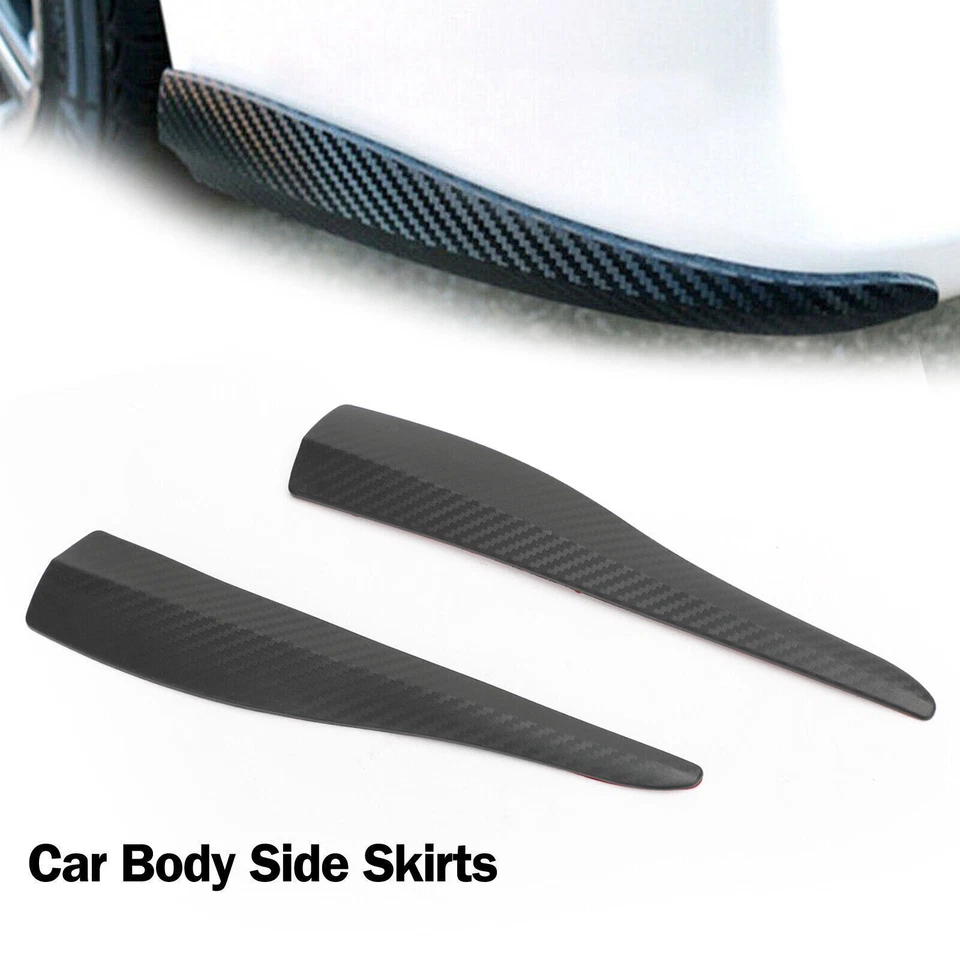 2pcs 36cm Rubber Car Front Rear Bumper Lip Anti-collision Strip Carbon Fiber - Image 2 of 4