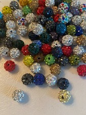 100 Rhinestone Beads with Inset Rhinestones 10mm Balls Disco Pave - Random Mix