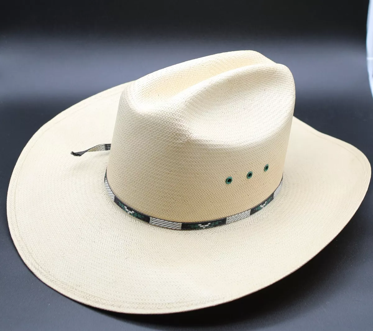 John B. STETSON COWBOY HAT 8X SHANTUNG Vintage COWBOY WESTERN STRAW HAT 7
