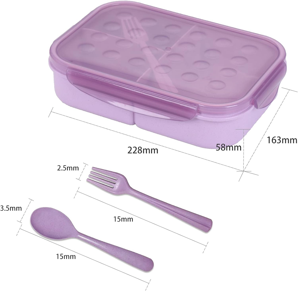 ASYH 3-Compartment Bento Lunch Box for Kids and Adults Classic Design