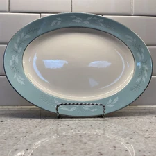 Homer Laughlin Romance Turquoise-Eggshell Cavalier-11 3/4" Oval Platter