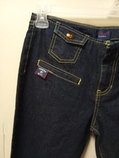 Vintage 90s Tommy Hilfiger Jeans Size 7 Flag Spells Out Tommy Girl Logo Button