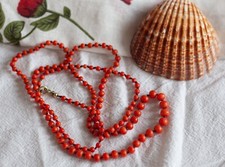 Echte Korallenkette – 85 cm – rote Naturkoralle – handgeknüpft – Vintage Stil