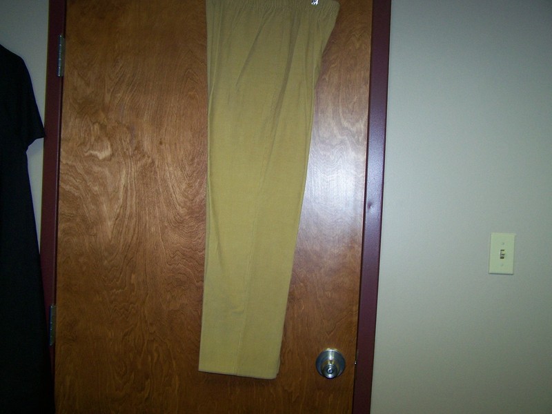 Ladies Tan Corduroy pants slacks Siz Large? Elastic Waist measures 15 1/2 inches