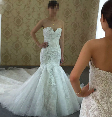 New Model Contrast Dresses Champagne Color Shinny Full Beading Mermaid Wedding