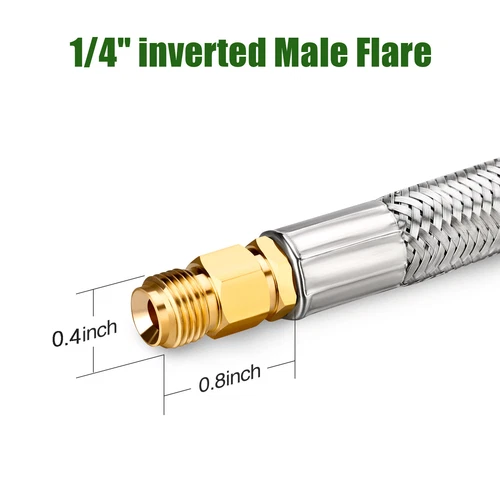 2025 2 Pack 15 inch Stainless RV Propane Hose with Gauge QCC1/ Type 1 Connection - Picture 6 of 35