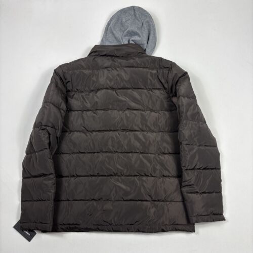 Kenneth Cole New York Men's Hooded Down Puffer Jacket Coat Heavy Brown Large - Picture 5 of 5