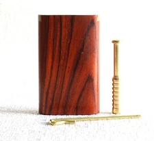 3" Cocobolo Wood Dugout with One Hitter-Slider Lid-American Crafted Stash Box