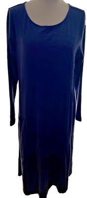 Adini 100% BCI Baumwolle Slub Patchwork Jersey Kleid Langarm Rundhals Gr. S