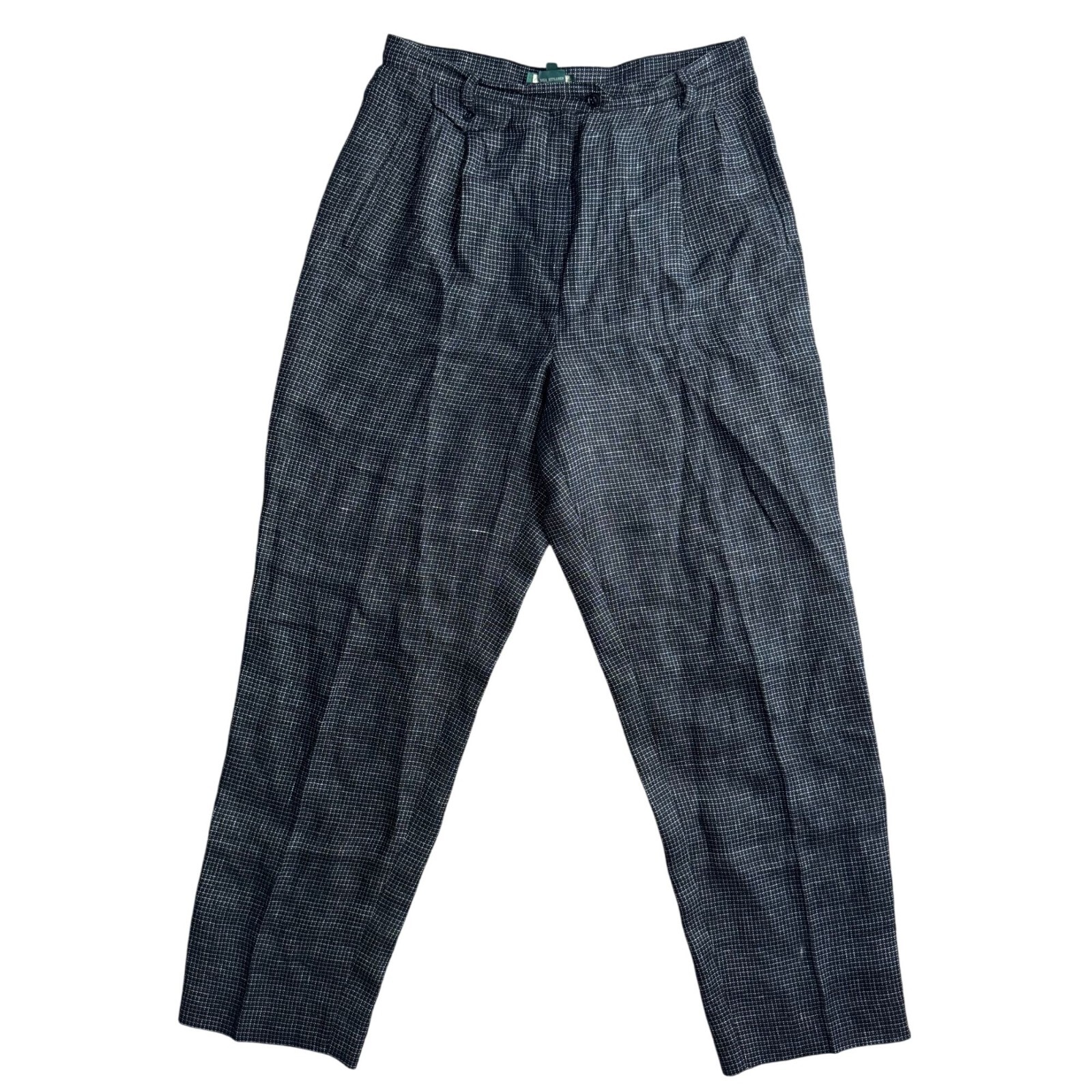 Lauren Ralph Lauren Womens Linen Pleated Pants 12 Checkered Vintage Old Money