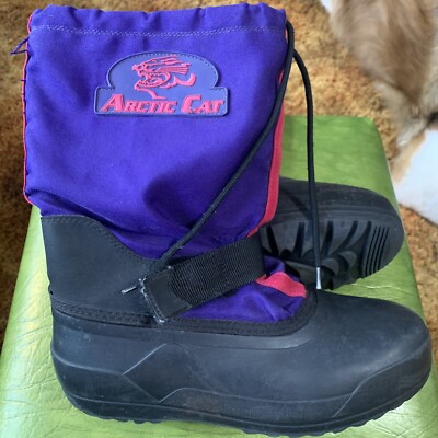Vintage Arctic Cat Snowmobile Boots Wool Liner Size Purple Black Red 