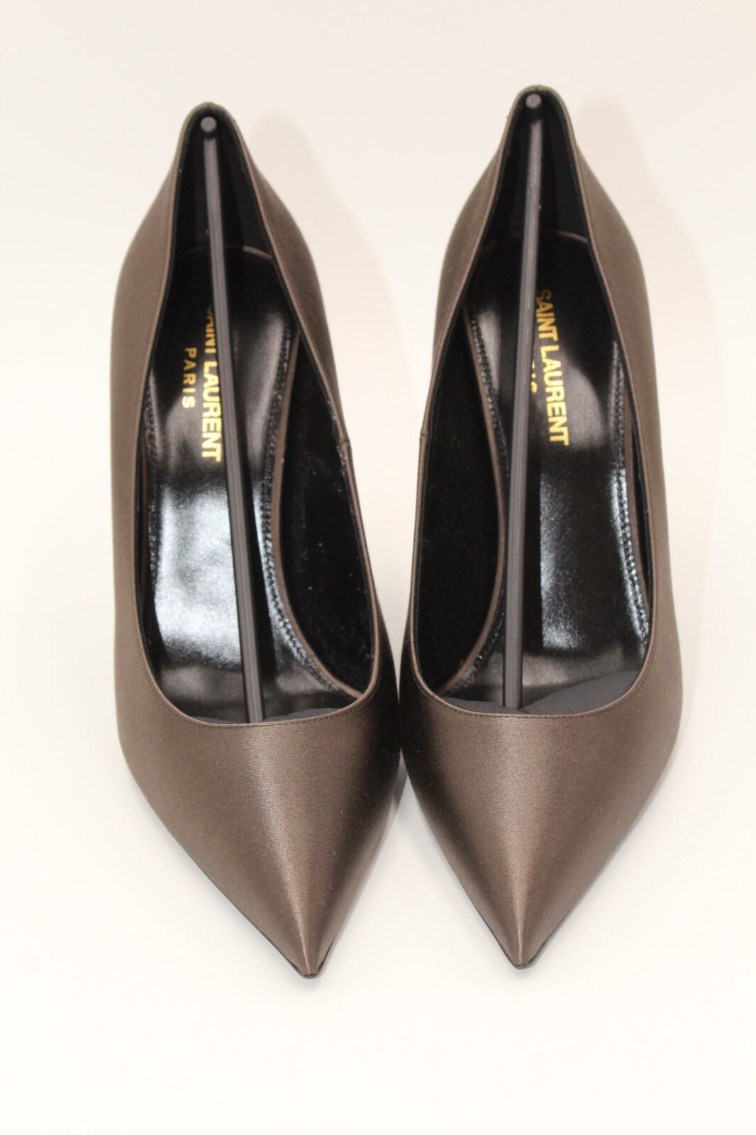 NUOVO con pompa COA Saint Laurent raso instinct marrone arrosto taglia 38 5 US 8 5