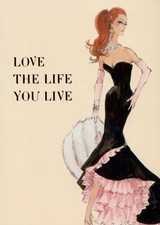 Barbie In Pink And Black Long Gown Long Pink Gloves Greeting Card