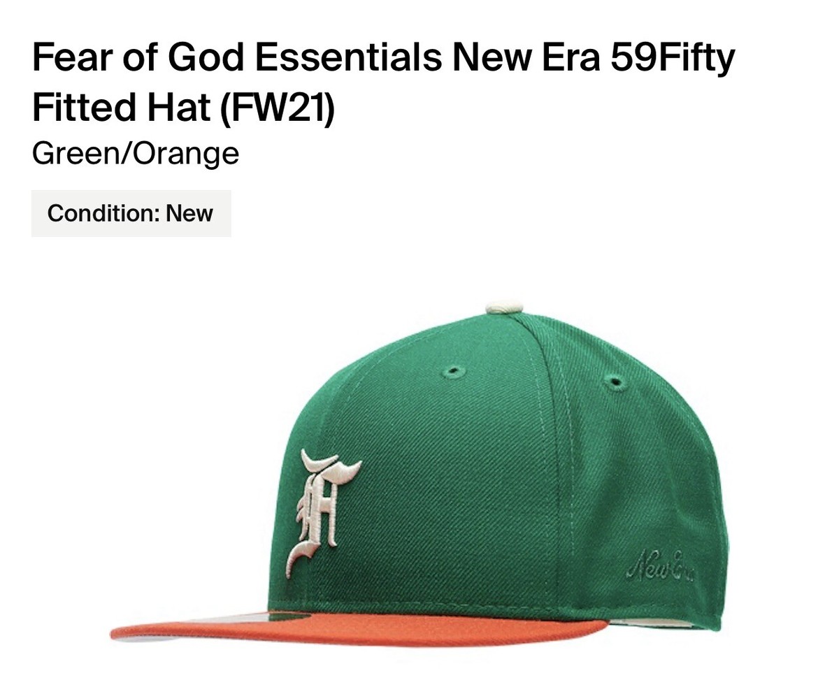 New $65 7 New Era 5950 FOG Fear of God Miami Colors Wool Fitted