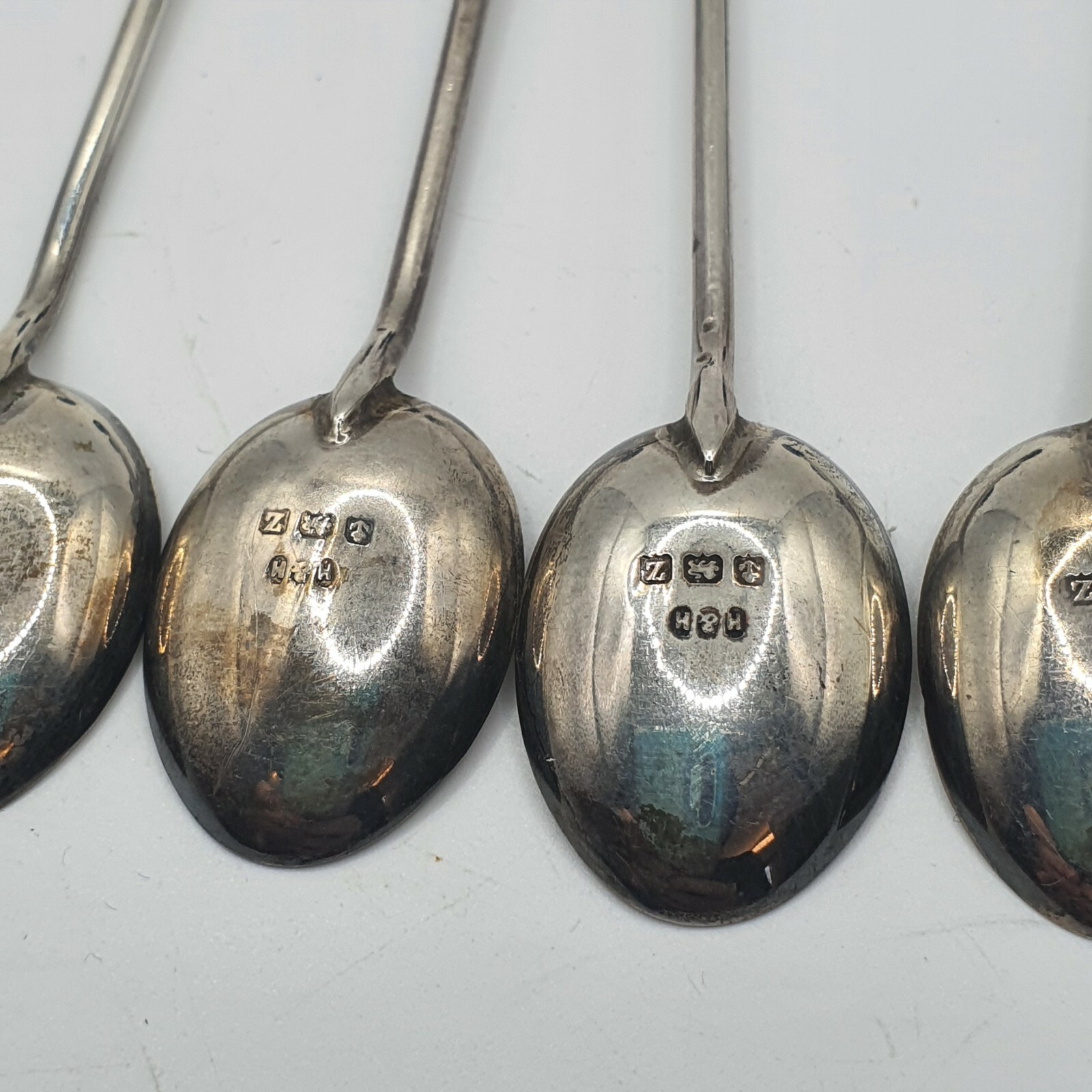Photo 6 of Antique Boxed Hallmarked Silver Coffee Spoons By Harrods London 1924 