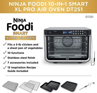 Ninja DT251 Foodi 10-in-1 Smart XL Air Fry Oven Bake, Broil, Toast, Roast New 