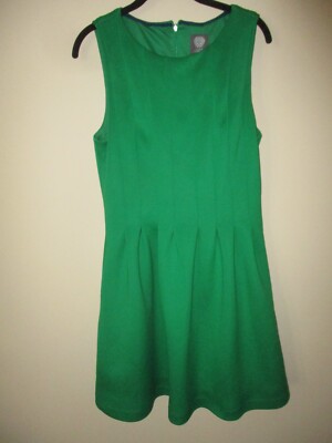 Ladies Vince Camuto Green Neoprene Scuba Sleeveless Fit Flare Dress Size  14