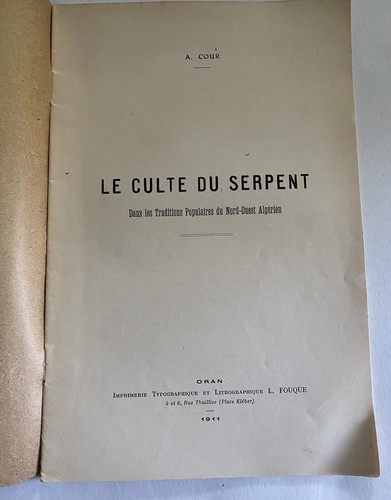 Le culte du Serpent dans les traditions populaires du Nord-Ouest Algérien, 1911 - Bild 2 von 7
