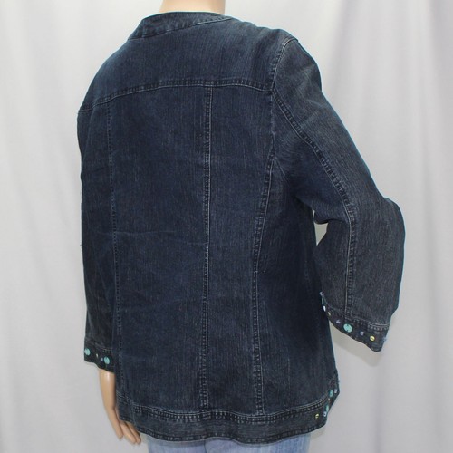 Chaqueta Vaquera Alfred Dunner Talla 14 Sin Cuello Bordada Mariposas Cuentas - Imagen 4 de 17