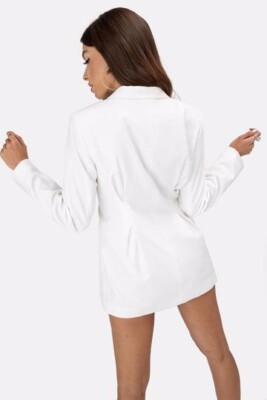 white oversized blazer dress Cream Tailored Oversized Boxy Fit Scarf Detail Blazer Dress