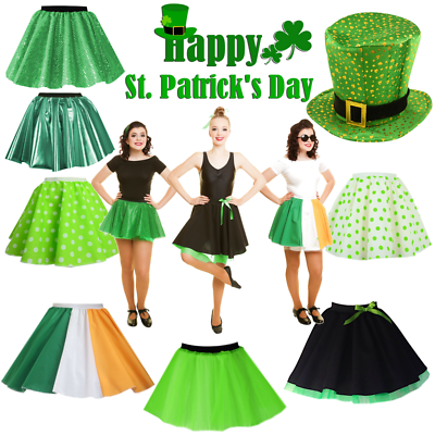 Neon Tutu Skirt Green White Oranage Irish Fancy Dress Hen Party St Patrick's Day