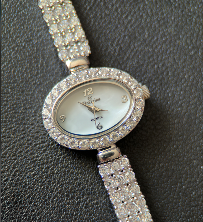 NEW 925 Sterling Silver Women's Quartz Watch - 3 Row CZ Tennis