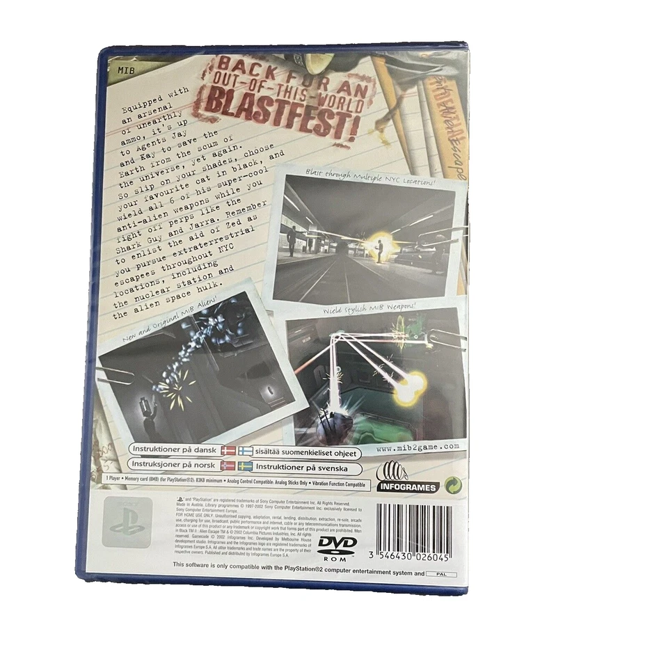 Men in Black II: Alien Escape (Sony PlayStation 2, 2002) New and Sealed - Image 2 of 2